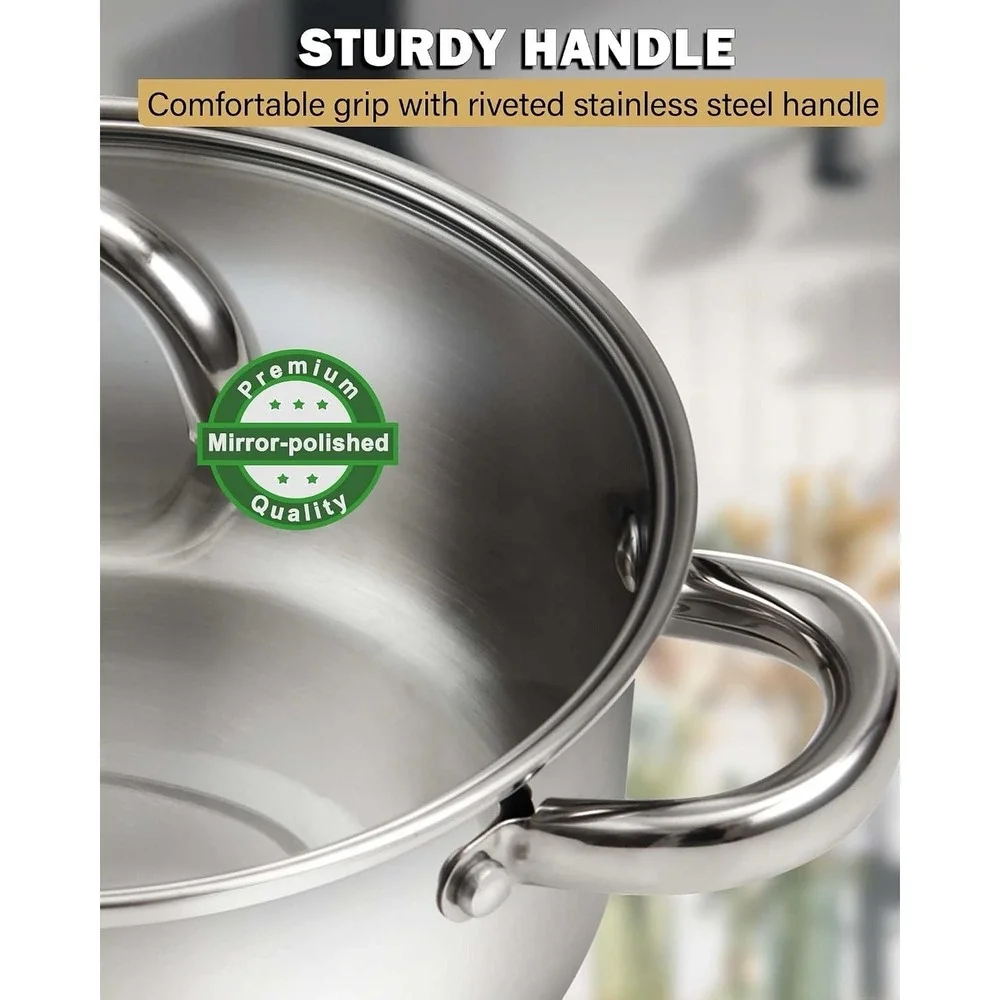 Cook N Home Basics Stainless Steel Cookware Sets, 6-Piece Pots and Pans NIB